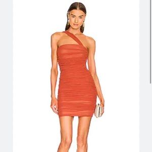 Michael Costello x Revolve Honor Mini Dress in Rust